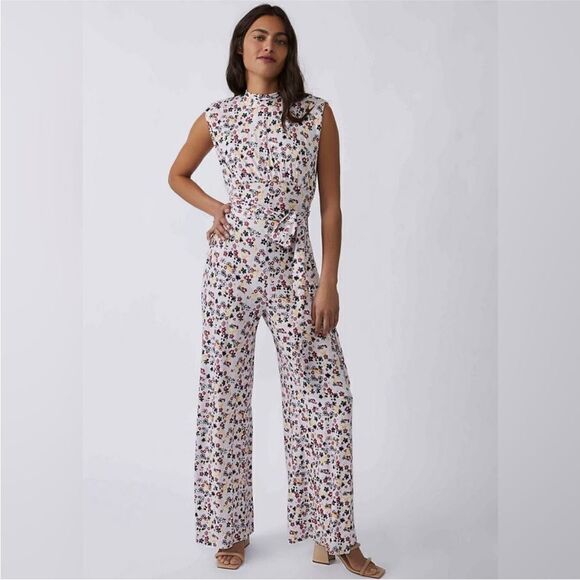Free People NWT Vibe Check Wide Leg Jumpsuit Tea Ditsy Shell Combo Floral Small - Picture 6 of 11